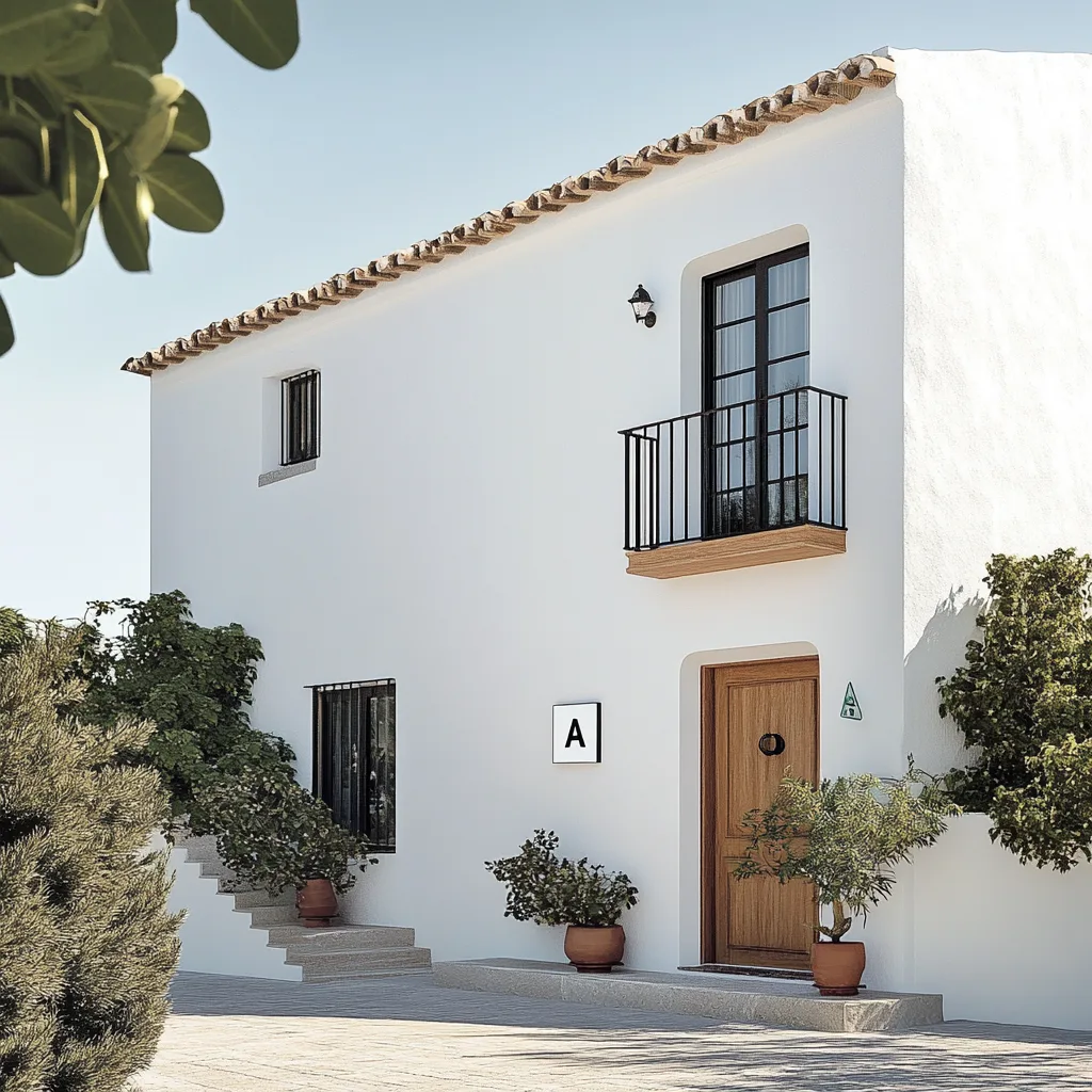 Vivienda unifamiliar con etiqueta energética clase A visible.