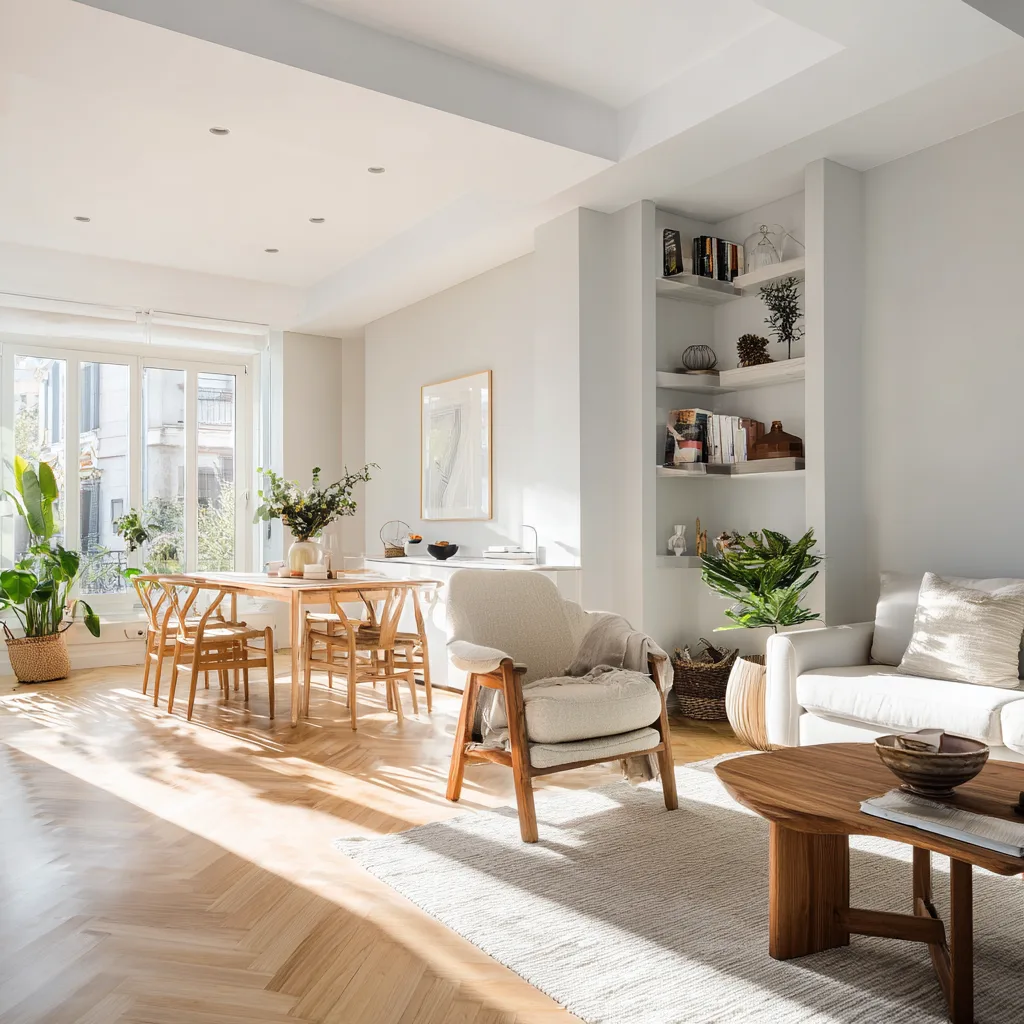 Reforma de piso moderno en Madrid con concepto abierto y luz natural